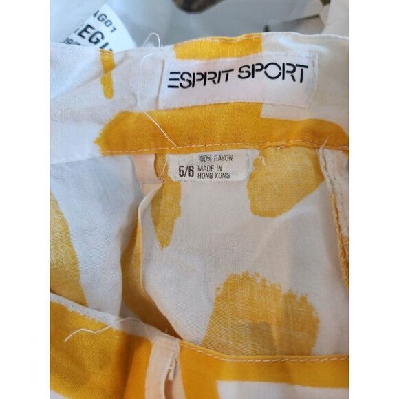 Vintage 80s Esprit Yellow White Shirt Pants Set Size S Oversized - Picture 15 of 15